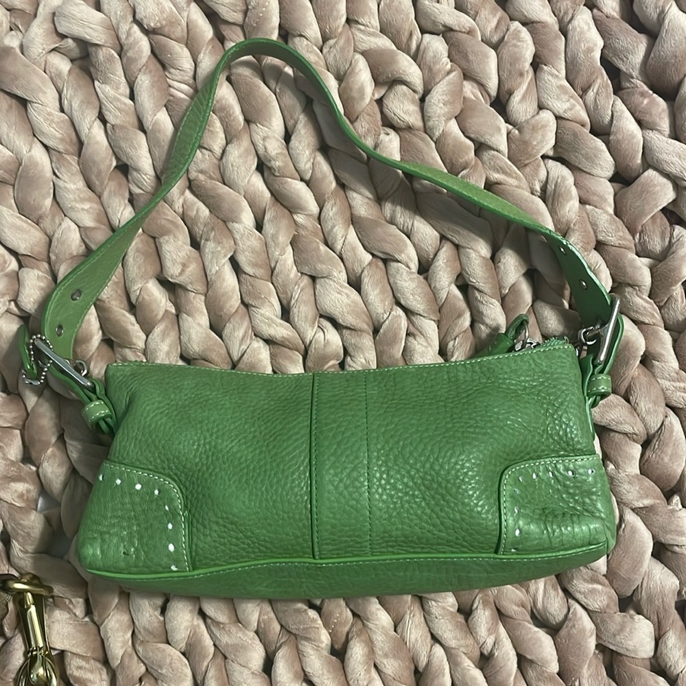 Coach Green Pebbled Leather Shoulder Bag